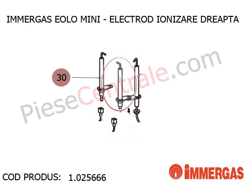 Poza Electrod ionzare dreapta centrala termica Immergas Eolo Mini