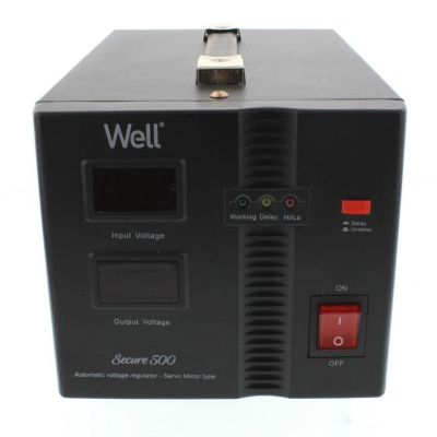 Poza Stabilizator de tensiune cu servomotor Well Secure 500 VA 300W. Poza 18446