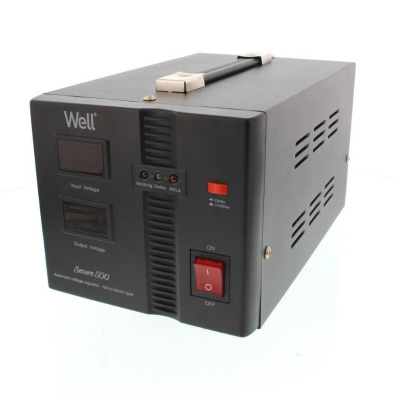 Poza Stabilizator de tensiune cu servomotor Well Secure 500 VA 300W. Poza 18447